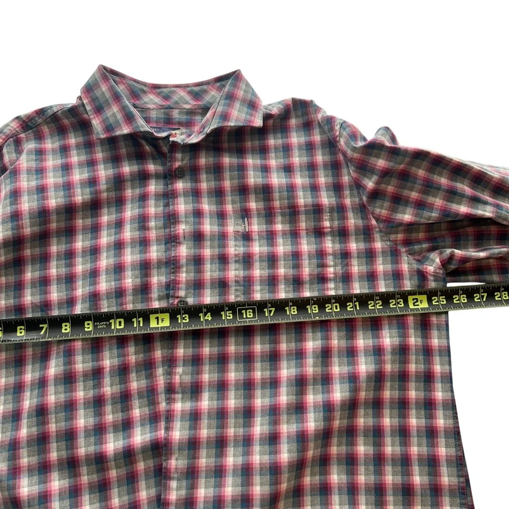 Johnnie-O Hangin Out Button Down Mens XL Dolly Pink Blue Plaid JMWL 5530 Shirt